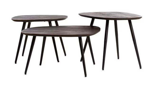 J/3 Mesas Centro Madera Mango Madera Teca Metal, Ø 62 Cm