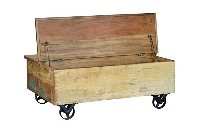 Mesa Centro Madera Reciclada Multicolor Tapa, 110 Cm