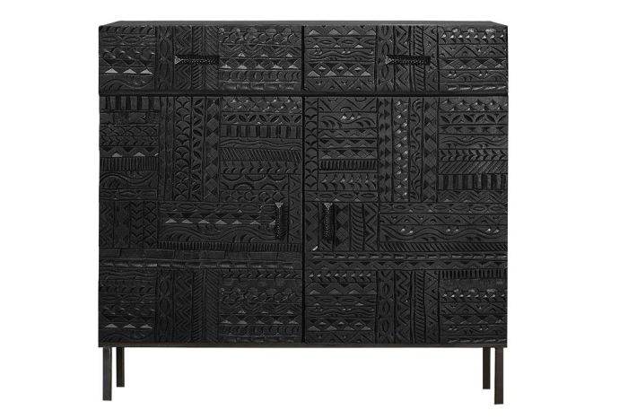 Cómoda madera negra 2 puertas 2 cajones
