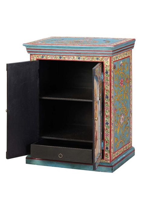 Mesita De Noche Multicolor 2 puertas 1 Cajón, 68 Cm