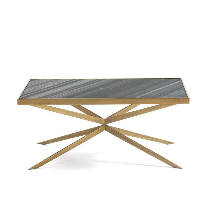 Mesa de Centro Mármol/Metal Dorado, 106 Cm