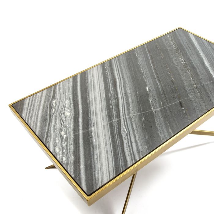 Mesa de Centro 106x60x47 Mármol/Metal Dorado