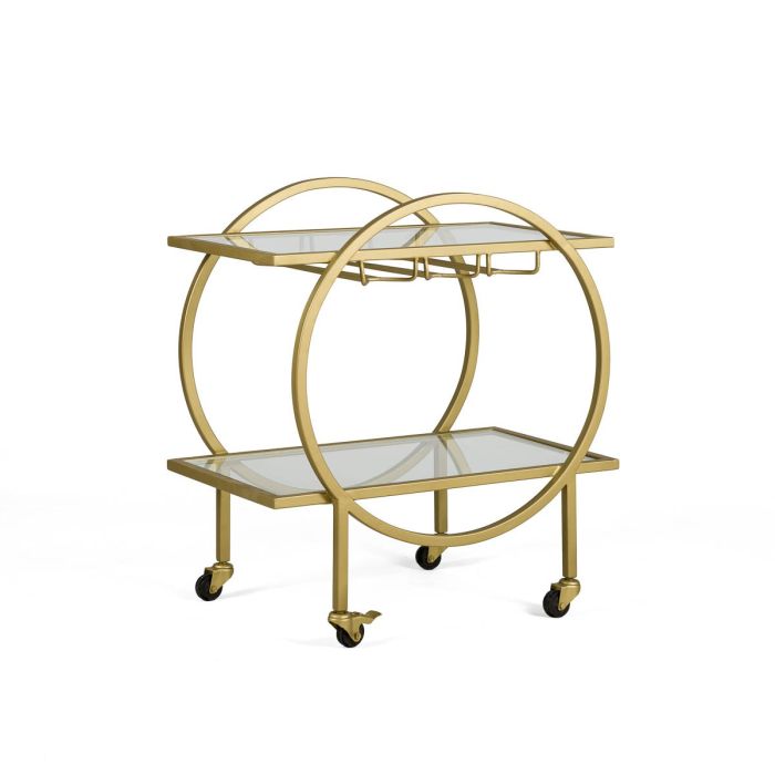 Mueble Auxiliar Camarera en Cristal y Metal dorado.