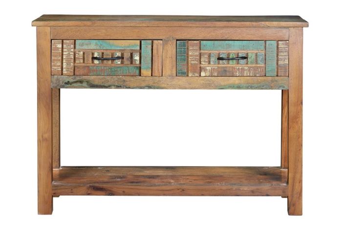 Consola madera reciclada 2 cajones