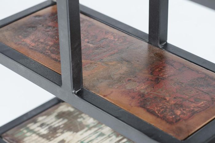 Estantería Colgar Metal Negro Madera Reciclada, 80 Cm