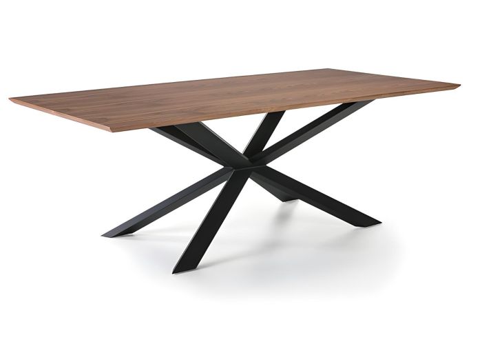 Mesa comedor Rectangular chapa madera nogal patas acero negro