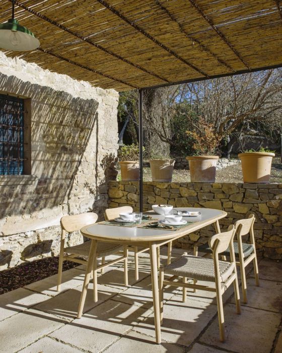 Mesa Comedor Ovalada Polycemento Madera, 200 Cm