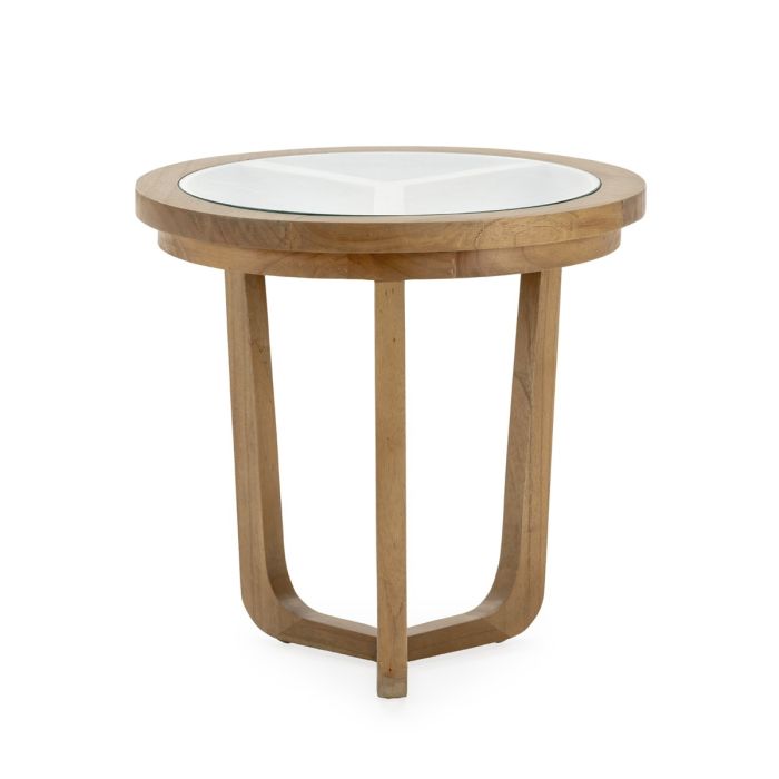 Mesa Auxiliar 50x50x48 Madera de Cedro/Cristal -- Natural