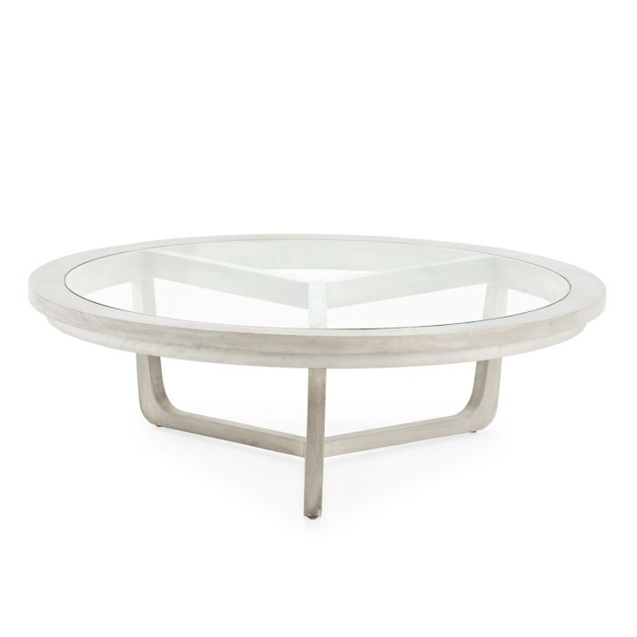 Mesa de Centro 100x100x32 Madera de Cedro/Cristal -- Gris Velado
