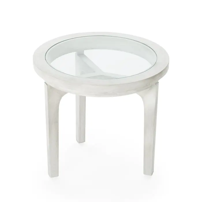 Mesa Auxiliar 50x50x48 Madera de Cedro/Cristal -- Gris Velado