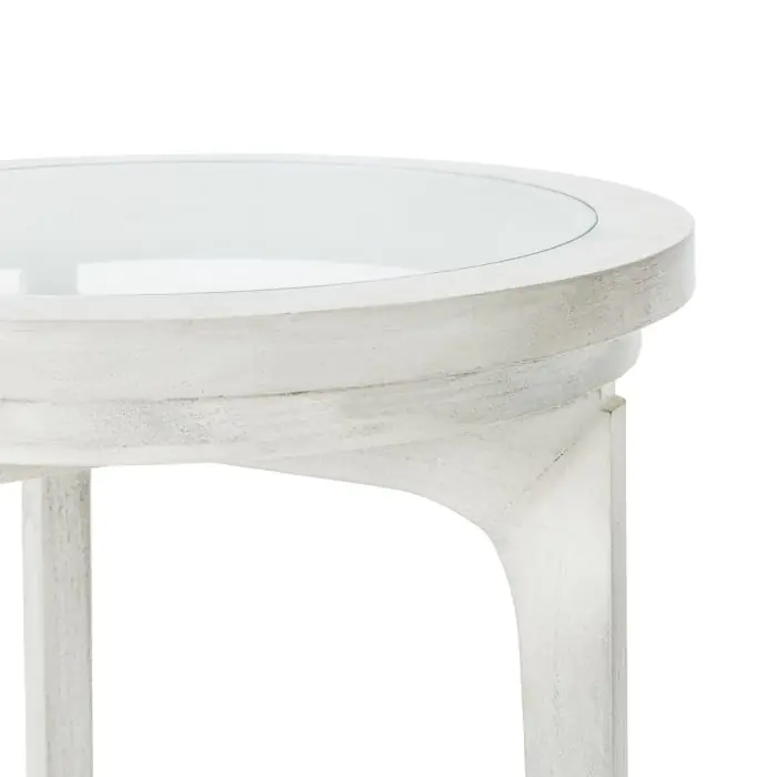 Mesa Auxiliar 50x50x48 Madera de Cedro/Cristal -- Gris Velado