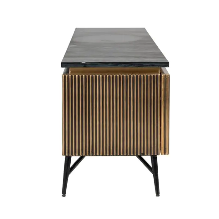 Mueble TV Madera Mango Mármol Natural/Negro, 170 Cm