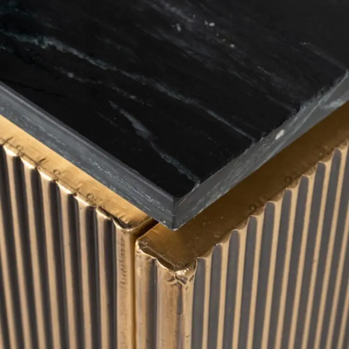 Mueble TV Madera Mango Mármol Natural/Negro, 170 Cm