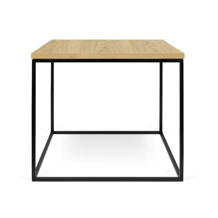 Mesa Auxiliar Madera Natural Metal Negro Estilo Escandinavo, 50 cm