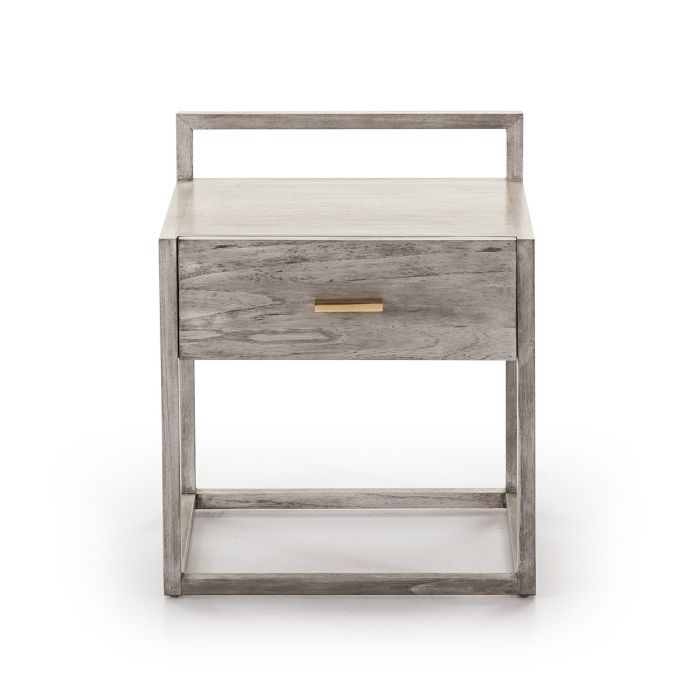 Mesita De Noche Estilo Nórdico Madera Gris Velado , 50 Cm