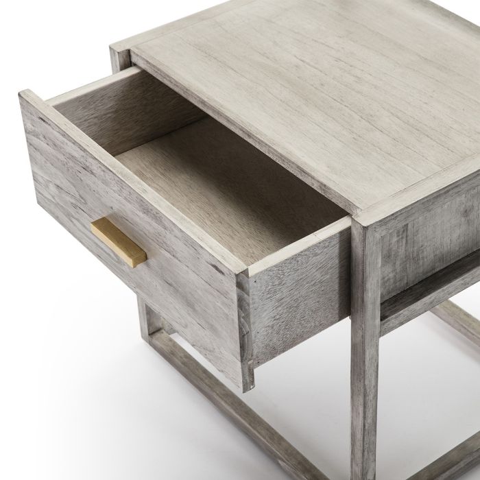 Mesita De Noche Estilo Nórdico Madera Gris Velado , 50 Cm