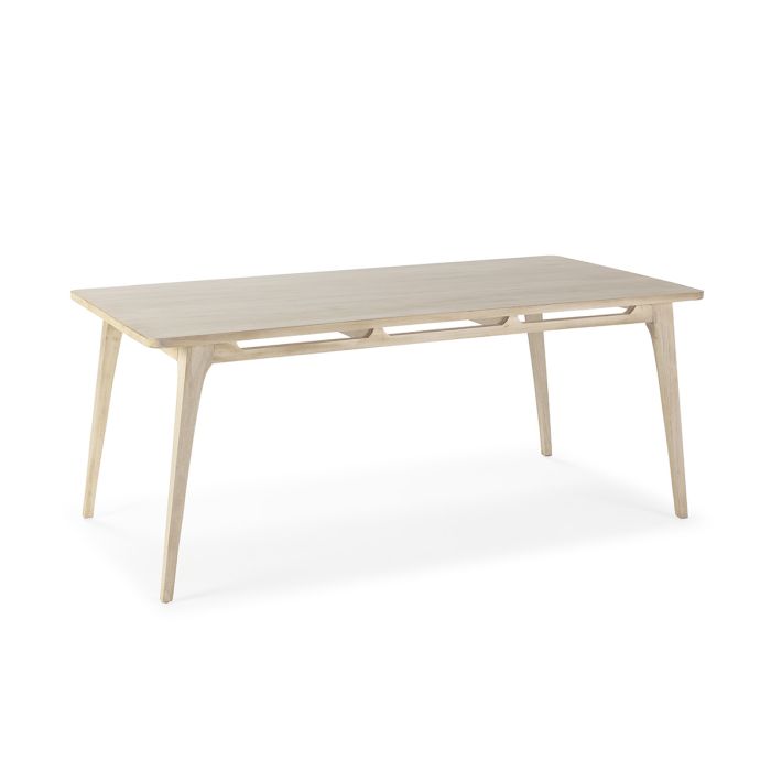Mesa de comedor nórdica en madera de cedro blanco velado.