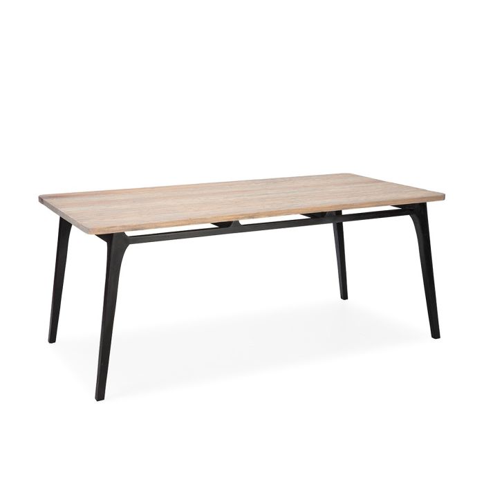 Mesa Comedor Madera de Cedro Negro/Natural y Patina Gris Estilo Nórdico, 150 Cm.
