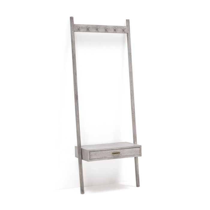Perchero de Madera en Gris Velado con 1 cajón.