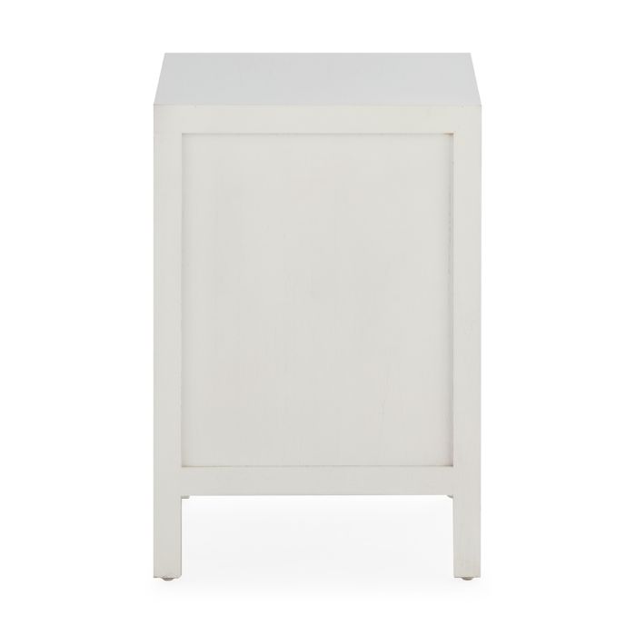 Mesita de Noche 45x35x51 Madera de Cedro/Ratán -- Blanco/Natural