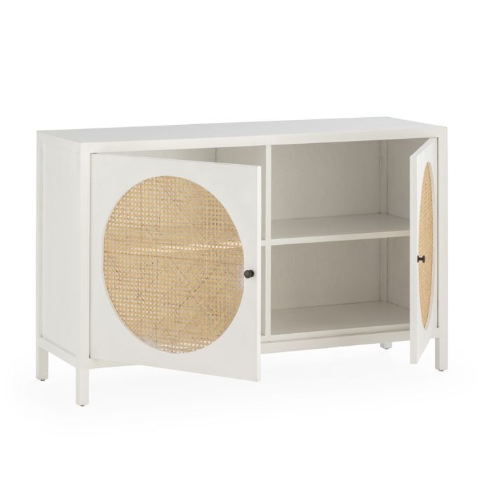 Aparador 120x40x75 Madera Cedro/Ratán Blanco Natural