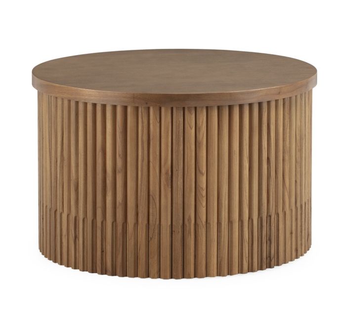 Mesa de Centro Redonda en Madera de Cedro Natural.