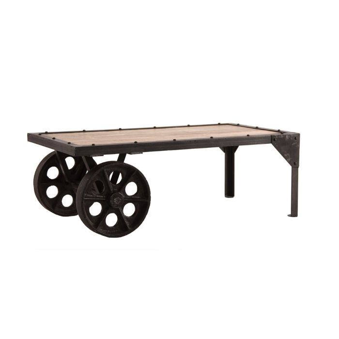 Mesa De Centro Negro / Natural Envejecido De estilo Indudtrial