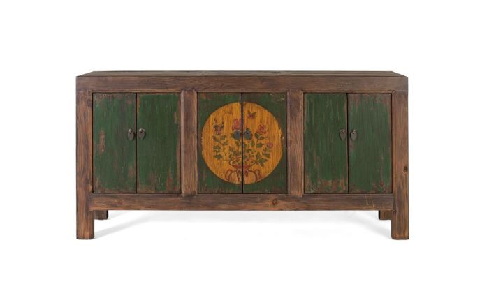 Aparador Pino Viejo 6 Puertas Verde, 172 Cm