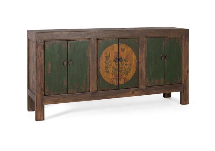 Aparador Pino Viejo 6 Puertas Verde, 172 Cm