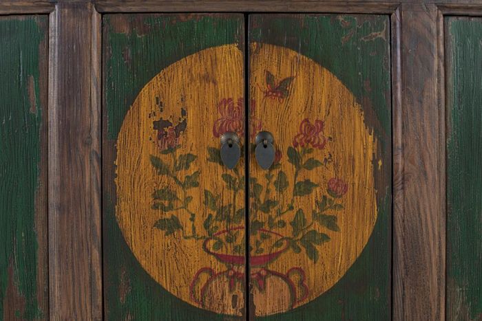 Aparador Pino Viejo 6 Puertas Verde, 172 Cm