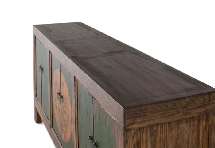 Aparador Pino Viejo 6 Puertas Verde, 172 Cm