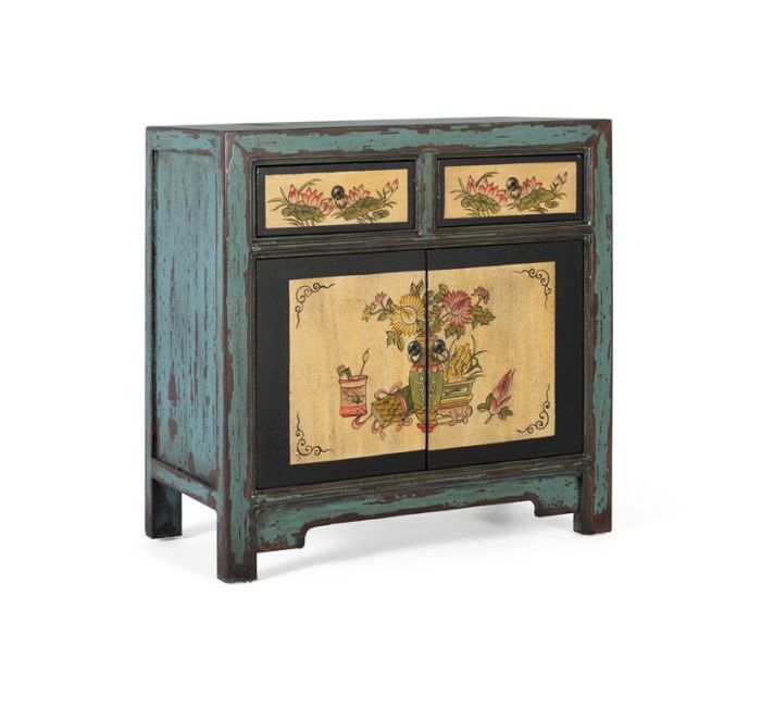 Aparador 2 Puertas 2 Cajones Pino Azul, 90 Cm