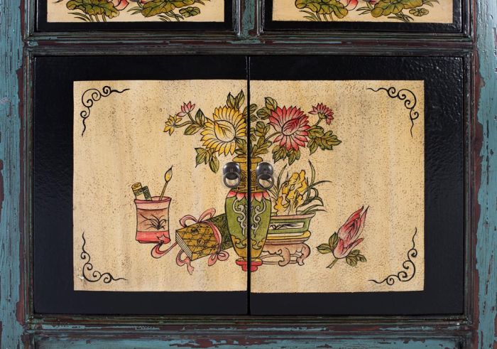 Aparador 2 Puertas 2 Cajones Pino Azul, 90 Cm