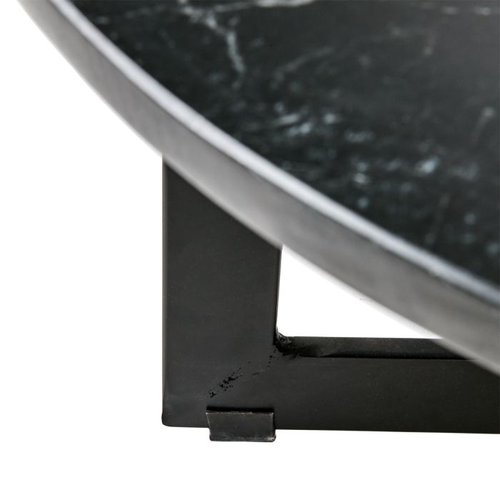 Mesa Centro Negro Mármol Hierro, Ø70 Cm