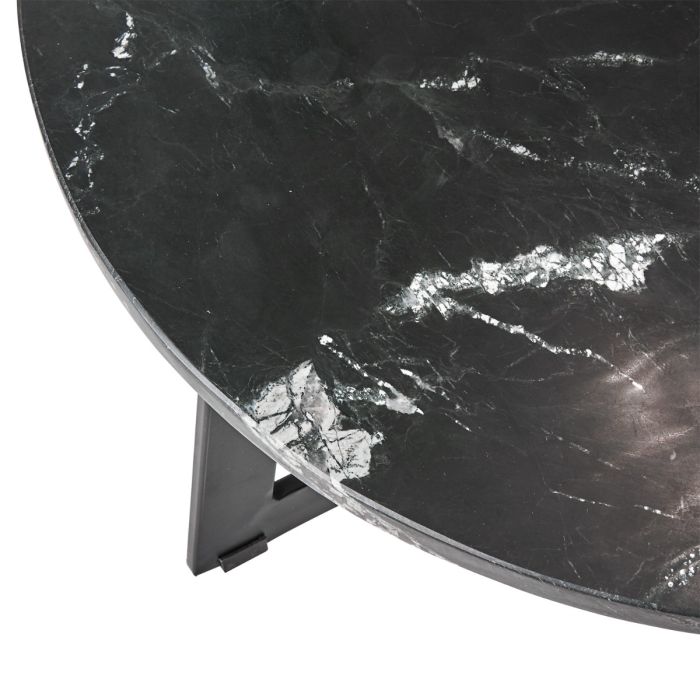 Mesa Centro Negro Mármol Hierro, Ø70 Cm