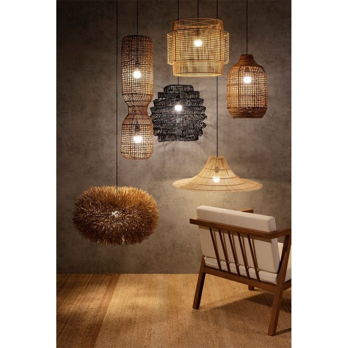 Lámpara de Techo 55x55x60 Ratán Negro