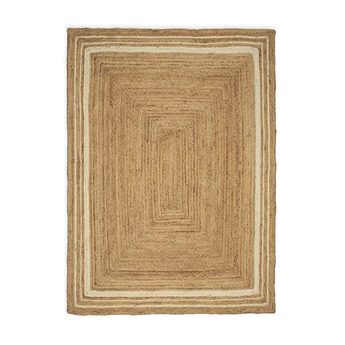 Alfombra Cálida en Yute Natural y Blanco.