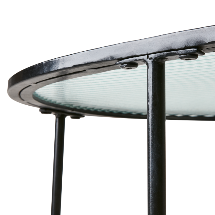 Mesa Centro Sobre Cristal Patas Hierro, 90 Cm