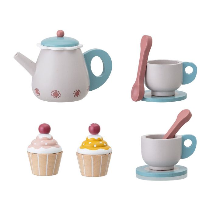 Juego de té Madera Contrachapada Color Pastel, 21 Cm