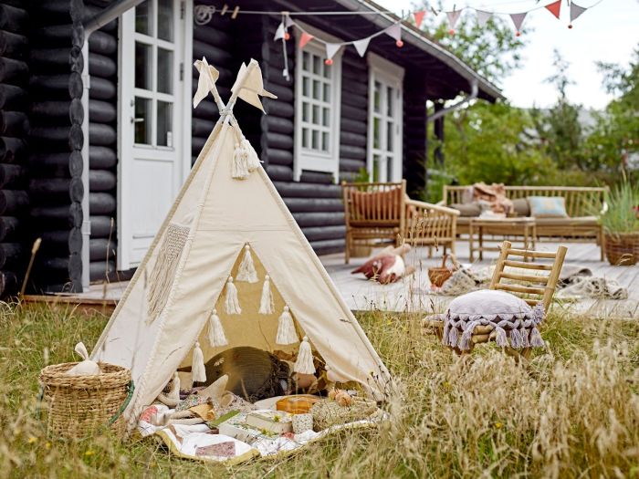 Tienda Tipi Infantil Algodón Beige, 110 Cm