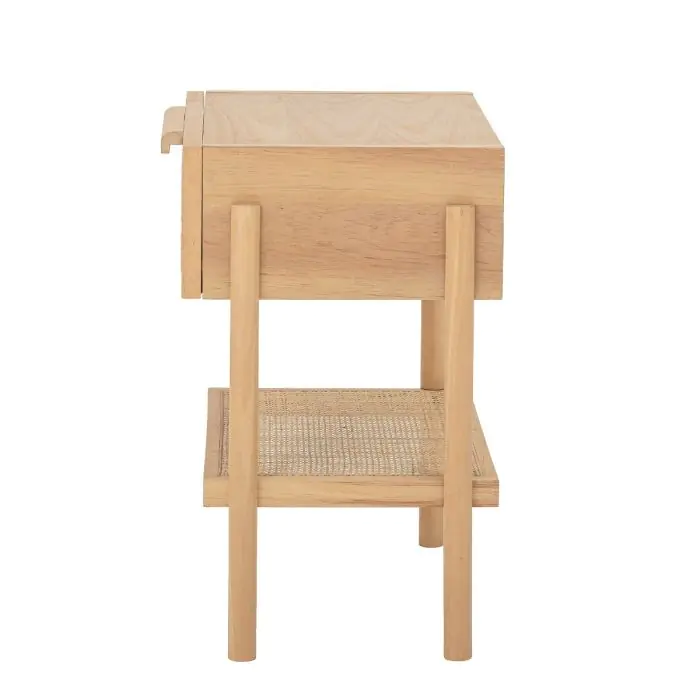 Mesita de Noche Madera Natural Ratán 1 Cajón, 54 Cm