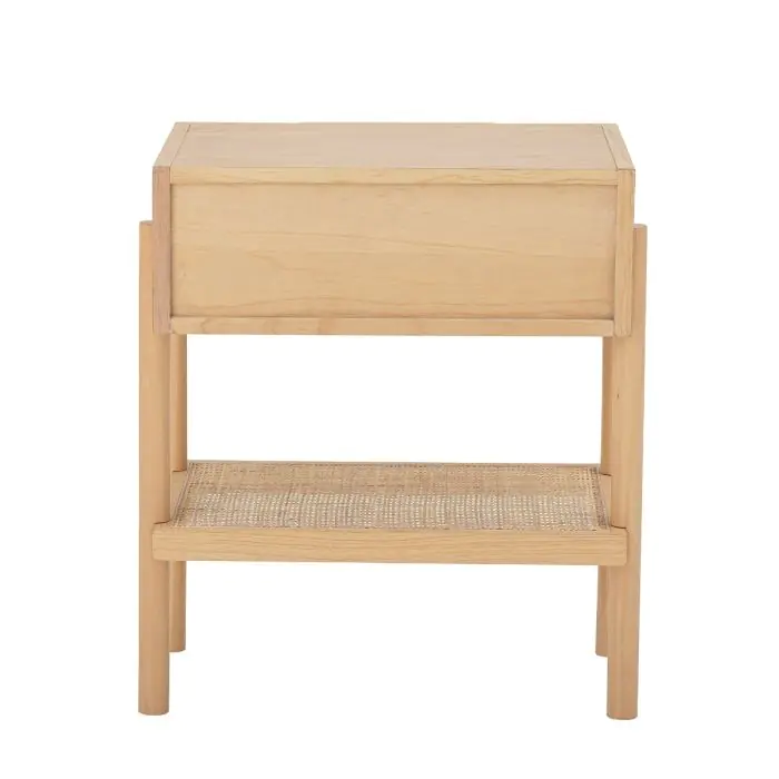 Mesita de Noche Madera Natural Ratán 1 Cajón, 54 Cm
