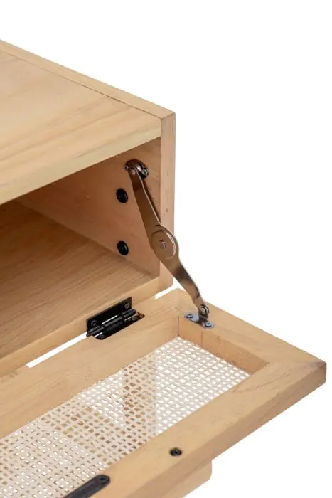 Mesita de Noche Madera Natural Ratán 1 Cajón, 54 Cm