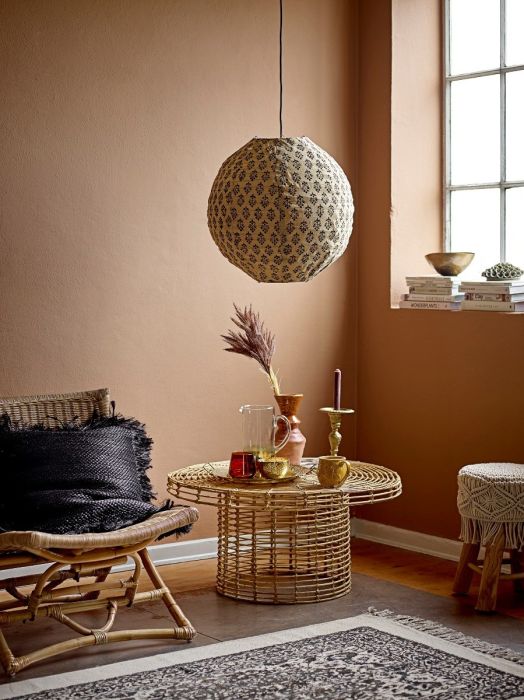 Mesa Centro Escandinavo Rattan Natural Ø 80 Cm