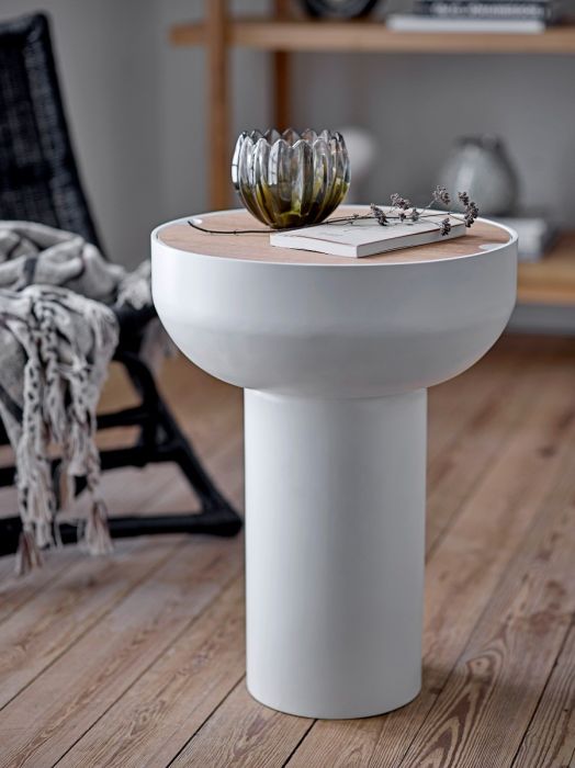 Mesa Auxiliar Diseño Moderno Abbie, Chapa Roble, 40 Cm