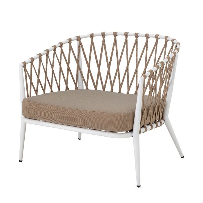 Sillón Contemporáneo Cuerda Marrón Metal Blanco
