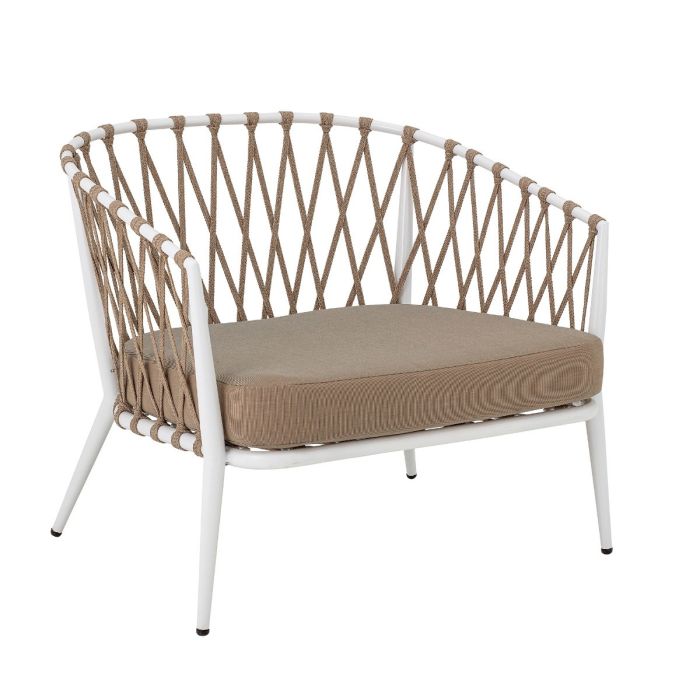 Sillón Contemporáneo Cuerda Marrón Metal Blanco