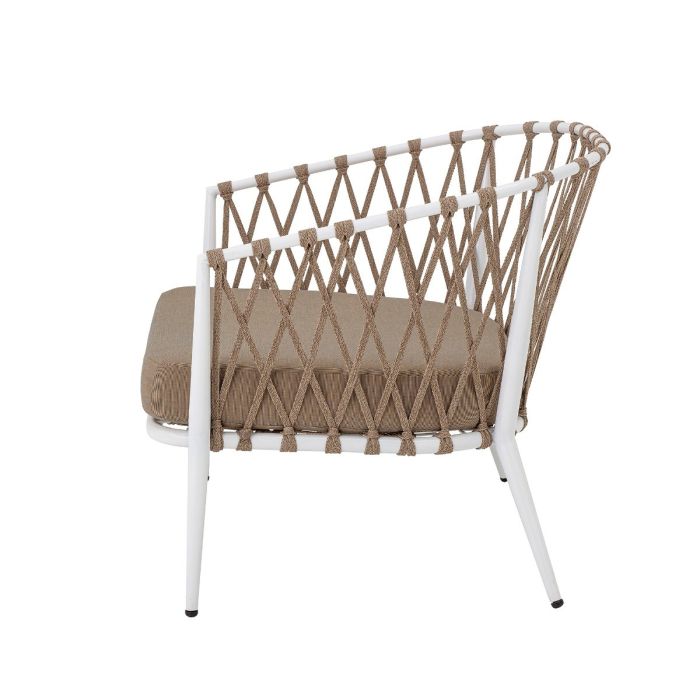 Sillón Contemporáneo Cuerda Marrón Metal Blanco