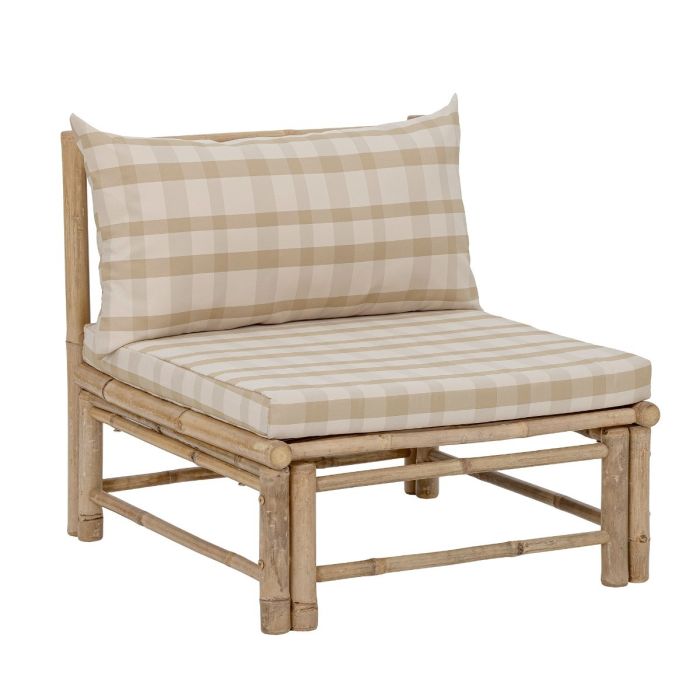 Silla Modular Korfu Estilo Nórdico Tejido Cuadros Natural Madera Bambú, 72 Cm