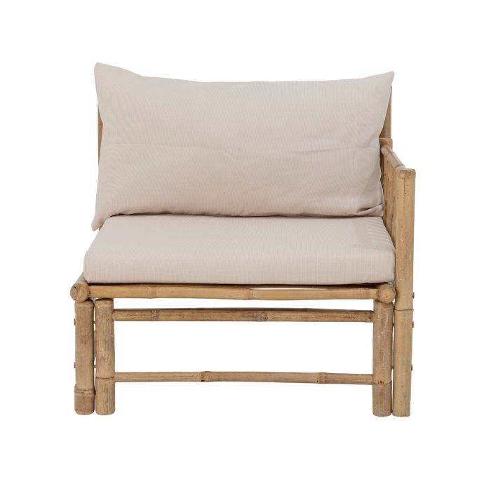 Sofá Esquinero Derecho Tejido Beige Madera Bambú, 77 Cm